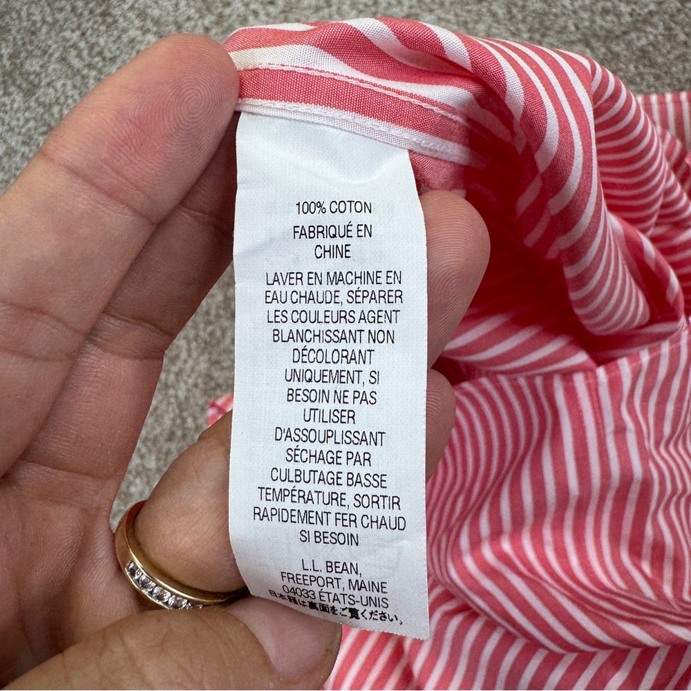 NEW L.L. Bean Pink White Striped Button Down Shirt Mens Size M Short Sleeve - Picture 15 of 15